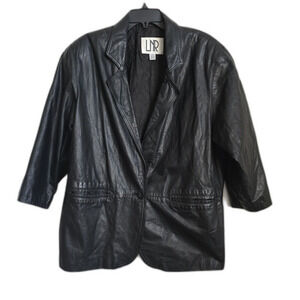 LNR Soft Leather Jacket Womens Large Black Y2K Winter Cozy‎ 90s